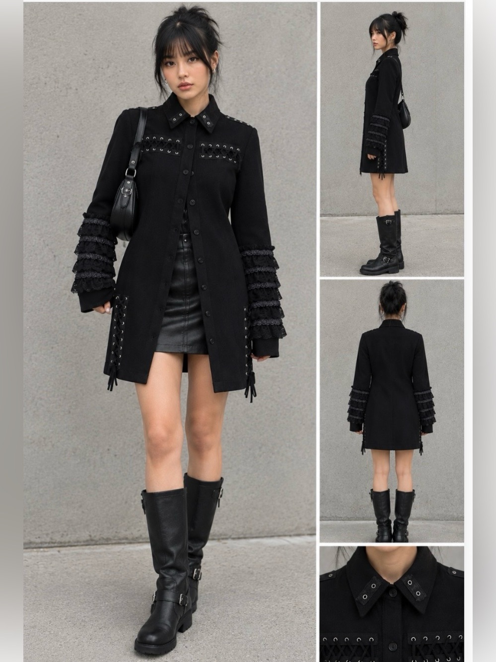 Vintage Black Lace-Trim Jacket
Goth/ punk